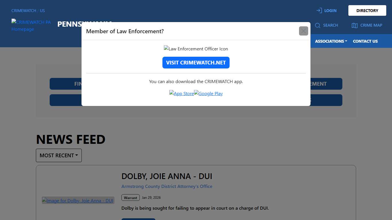 CRIMEWATCH PA Safer communities through collaboration