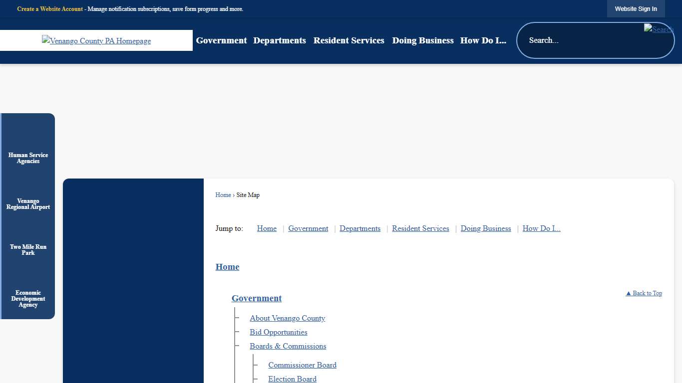 Site Map • Venango County, PA • CivicEngage